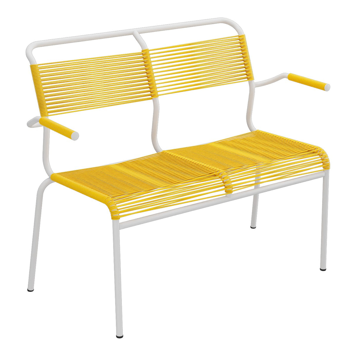 Schaffner Säntis Banc Spaghetti 2 places avec accoudoirs – Jaune 11 / Gris Argent 78