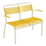 Schaffner Säntis Banc Spaghetti 2 places avec accoudoirs – Jaune 11 / Marron Pastel 83