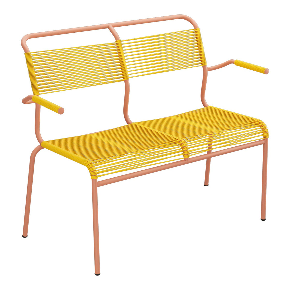 Schaffner Säntis Banc Spaghetti 2 places avec accoudoirs – Jaune 11 / Terracotta 84