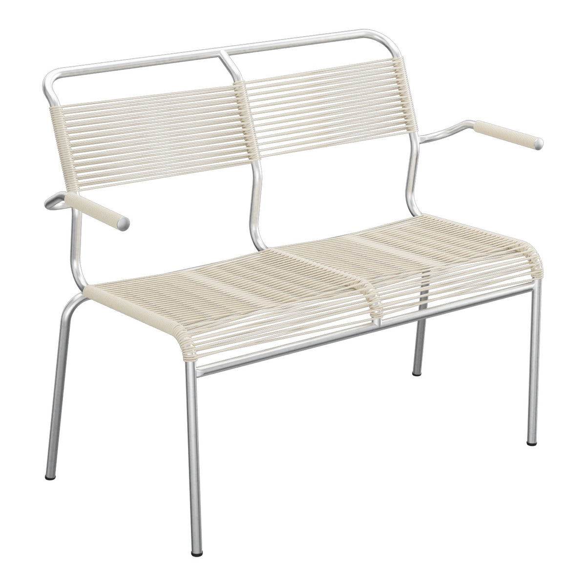 Schaffner Säntis Banc Spaghetti 2 places avec accoudoirs – Sable Pastel 15 / Galvanisé à chaud 02