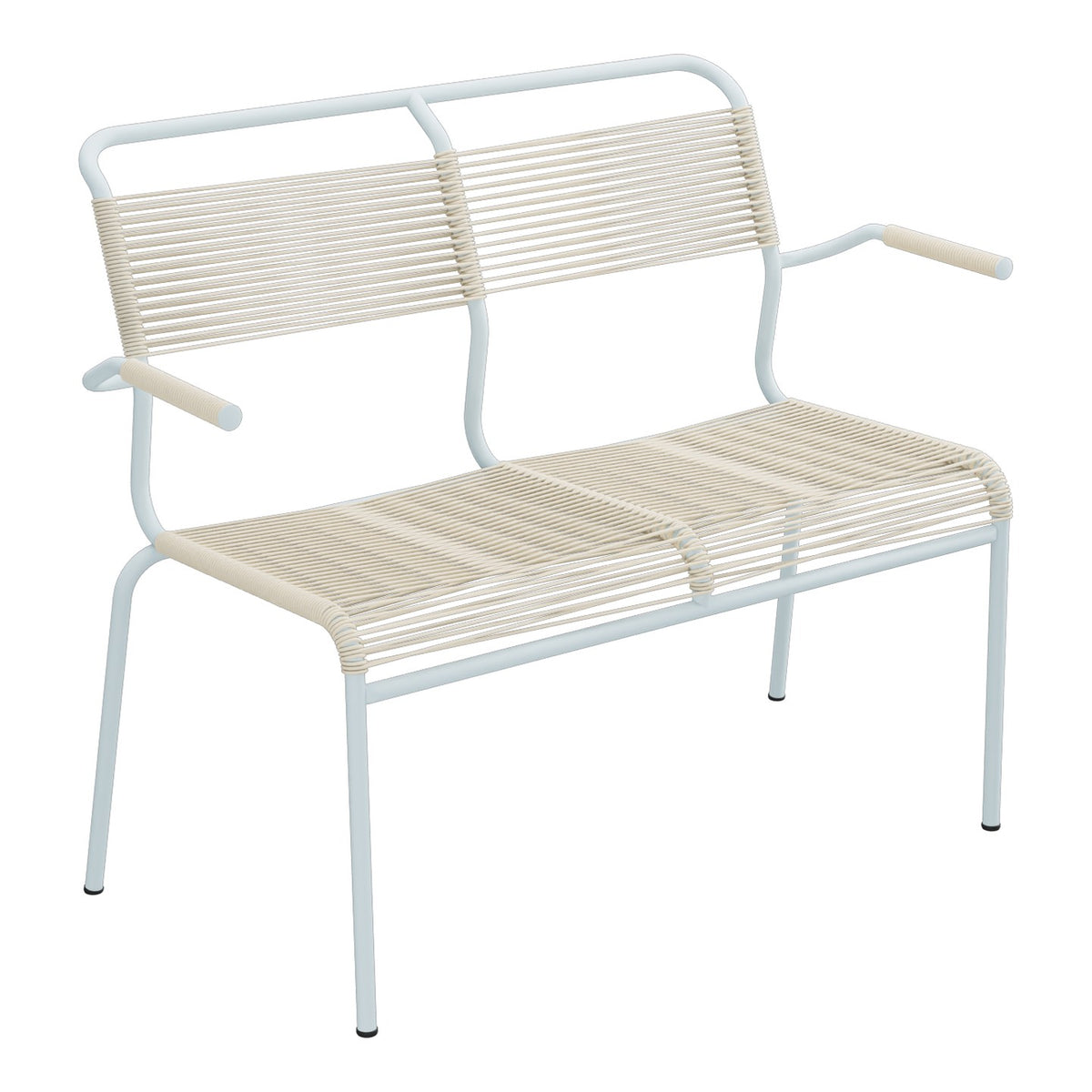 Schaffner Säntis Banc Spaghetti 2 places avec accoudoirs – Sable Pastel 15 / Bleu Pastel 51