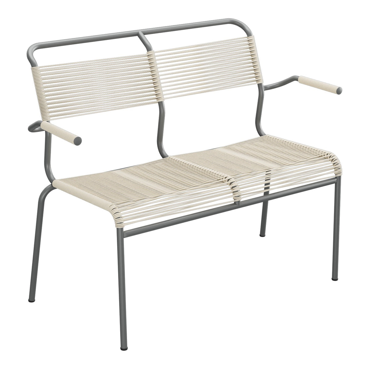 Schaffner Säntis Banc Spaghetti 2 places avec accoudoirs – Sable Pastel 15 / Graphite 73