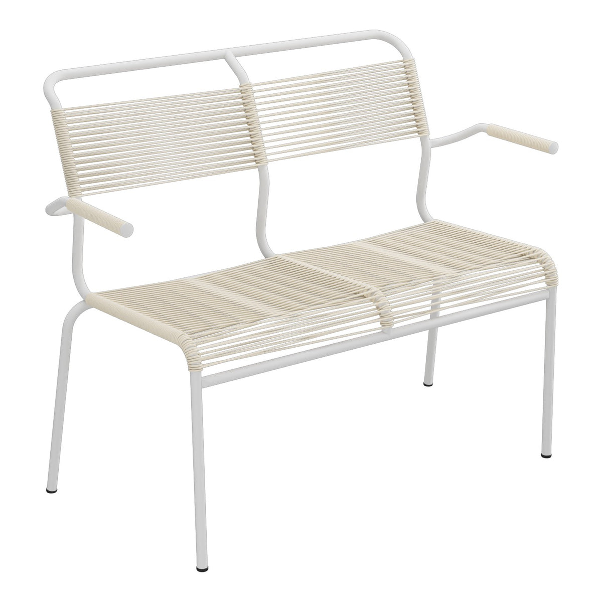 Schaffner Säntis Banc Spaghetti 2 places avec accoudoirs – Sable Pastel 15 / Gris Argent 78