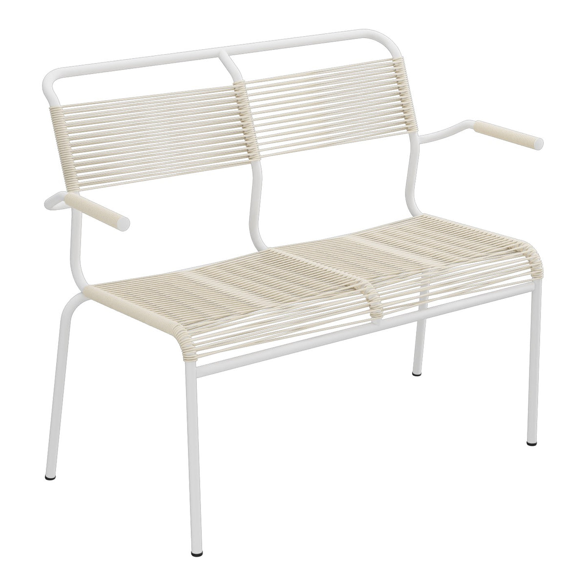 Schaffner Säntis Banc Spaghetti 2 places avec accoudoirs – Sable Pastel 15 / Blanc 90