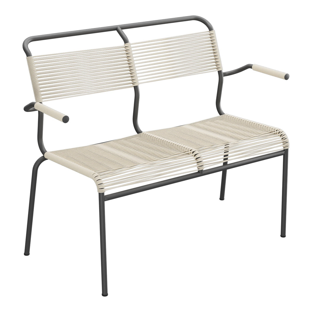 Schaffner Säntis Banc Spaghetti 2 places avec accoudoirs – Sable Pastel 15 / Noir 91
