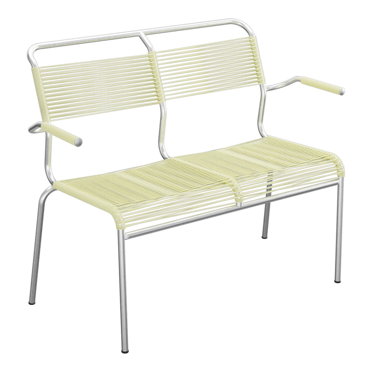 Schaffner Säntis Banc Spaghetti 2 places avec accoudoirs – Jaune Buis 18 / Galvanisé à chaud 02