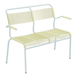 Schaffner Säntis Banc Spaghetti 2 places avec accoudoirs – Jaune Buis 18 / Bleu Pastel 51