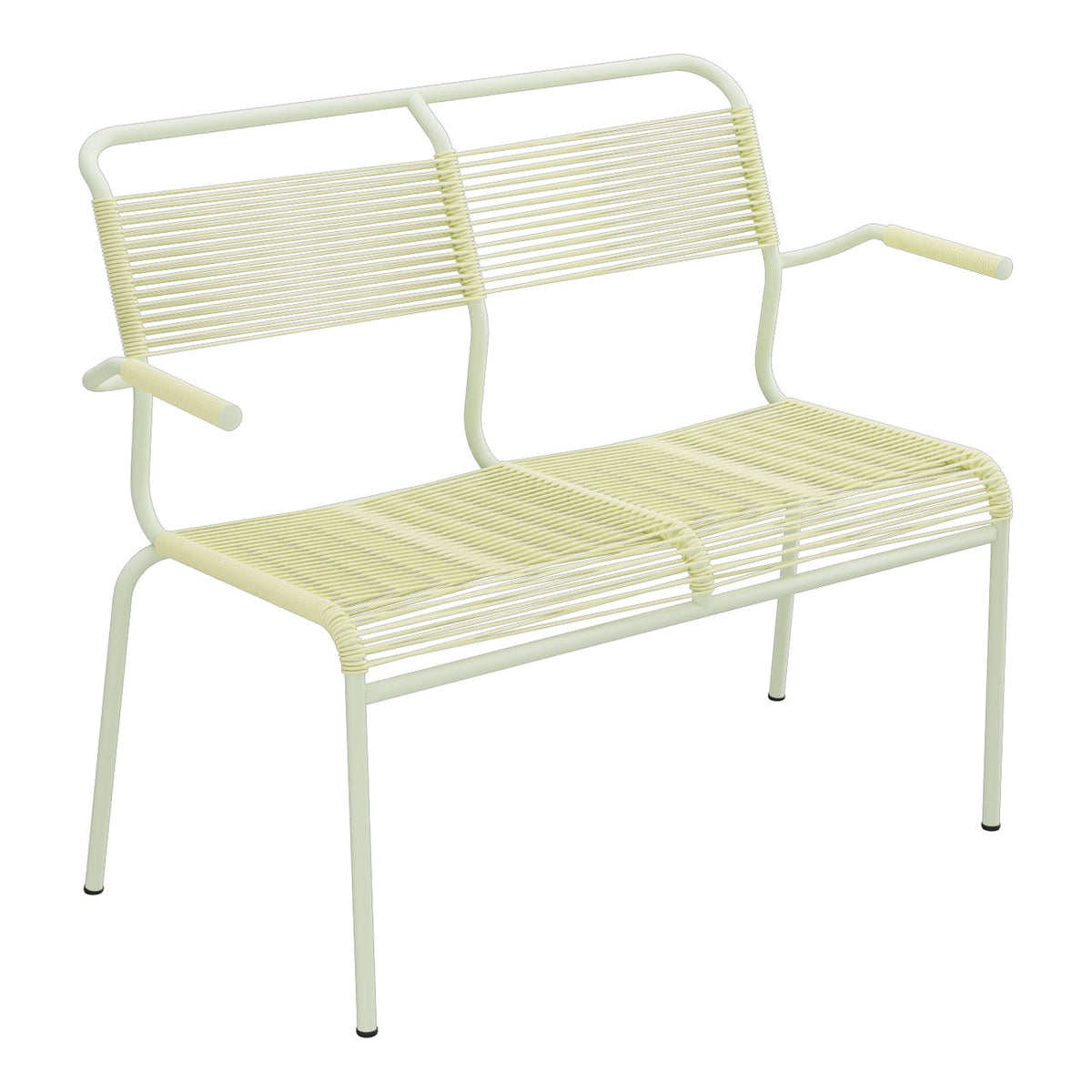 Schaffner Säntis Banc Spaghetti 2 places avec accoudoirs – Jaune Buis 18 / Vert Pastel 64