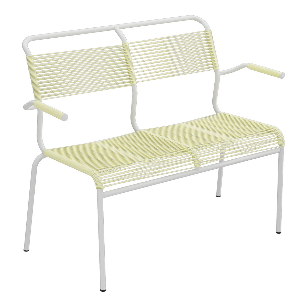 Schaffner Säntis Banc Spaghetti 2 places avec accoudoirs – Jaune Buis 18 / Gris Argent 78
