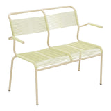 Schaffner Säntis Banc Spaghetti 2 places avec accoudoirs – Jaune Buis 18 / Marron Pastel 83