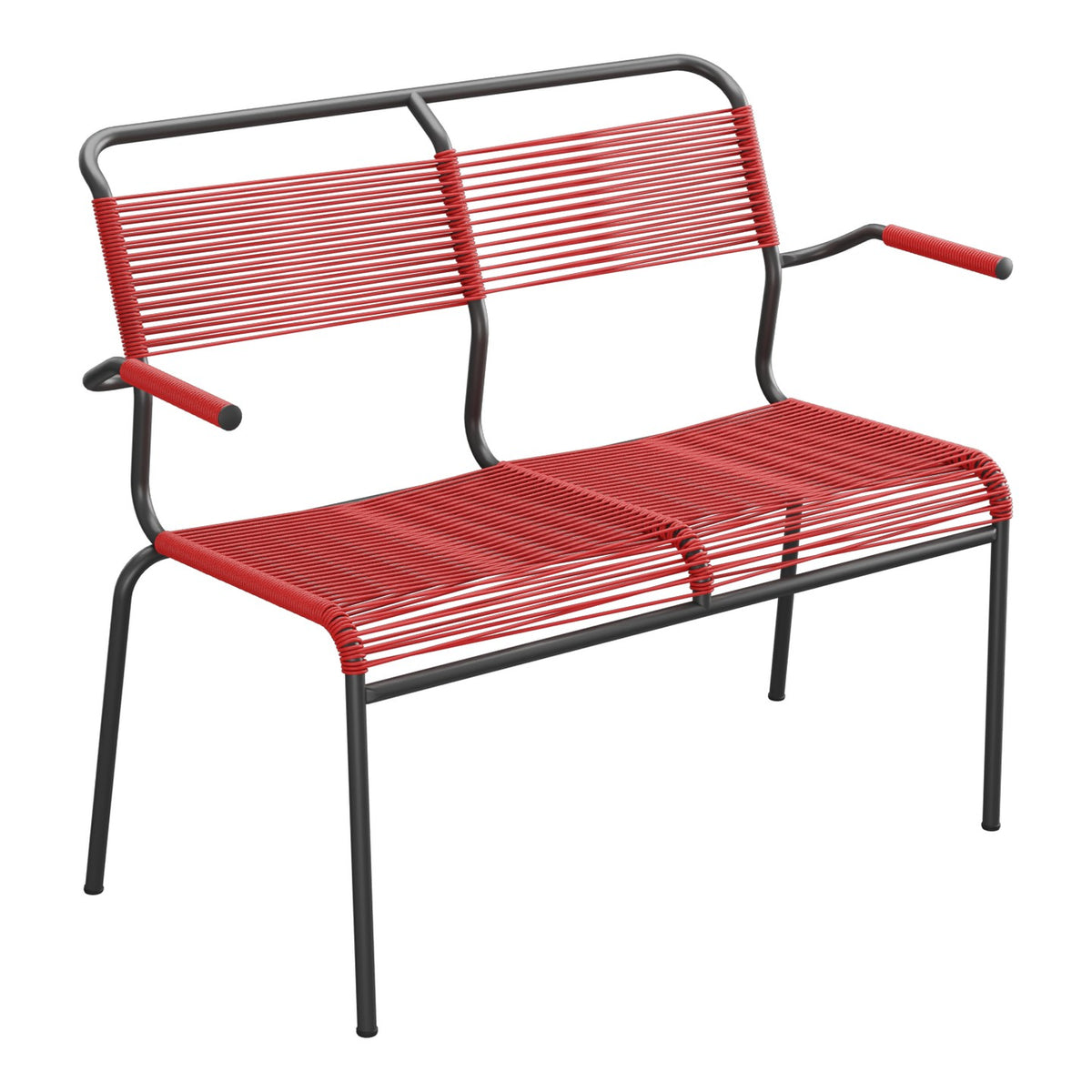 Schaffner Säntis Banc Spaghetti 2 places avec accoudoirs – Rouge 30 / Anthracite 77