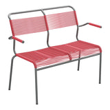 Schaffner Säntis Banc Spaghetti 2 places avec accoudoirs – Rouge Érable 33 / Graphite 73