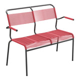 Schaffner Säntis Banc Spaghetti 2 places avec accoudoirs – Rouge Érable 33 / Anthracite 77