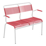 Schaffner Säntis Banc Spaghetti 2 places avec accoudoirs – Rouge Érable 33 / Gris Argent 78