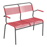 Schaffner Säntis Banc Spaghetti 2 places avec accoudoirs – Rouge Érable 33 / Noir 91