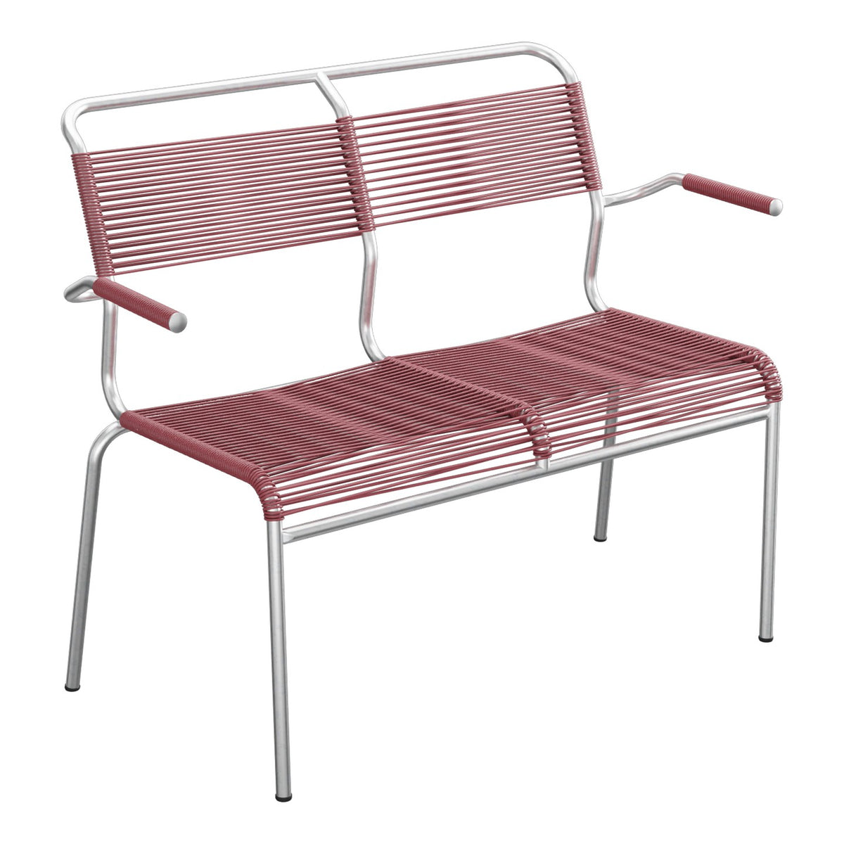 Schaffner Säntis Banc Spaghetti 2 places avec accoudoirs – Bordeaux 38 / Galvanisé à chaud 02