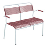 Schaffner Säntis Banc Spaghetti 2 places avec accoudoirs – Bordeaux 38 / Bleu Pastel 51