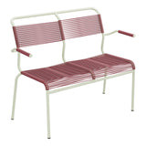 Schaffner Säntis Banc Spaghetti 2 places avec accoudoirs – Bordeaux 38 / Vert Pastel 64