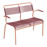Schaffner Säntis Banc Spaghetti 2 places avec accoudoirs – Bordeaux 38 / Terracotta 84