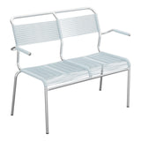 Schaffner Säntis Banc Spaghetti 2 places avec accoudoirs – Bleu Pastel 51 / Galvanisé à chaud 02