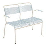 Schaffner Säntis Banc Spaghetti 2 places avec accoudoirs – Bleu Pastel 51 / Sable Pastel 15
