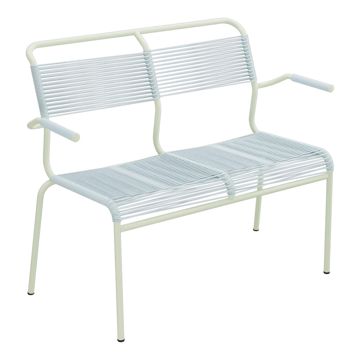 Schaffner Säntis Banc Spaghetti 2 places avec accoudoirs – Bleu Pastel 51 / Vert Pastel 64