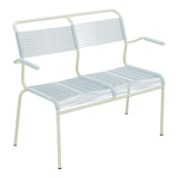 Schaffner Säntis Banc Spaghetti 2 places avec accoudoirs – Bleu Pastel 51 / Vert Pastel 64