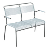 Schaffner Säntis Banc Spaghetti 2 places avec accoudoirs – Bleu Pastel 51 / Graphite 73