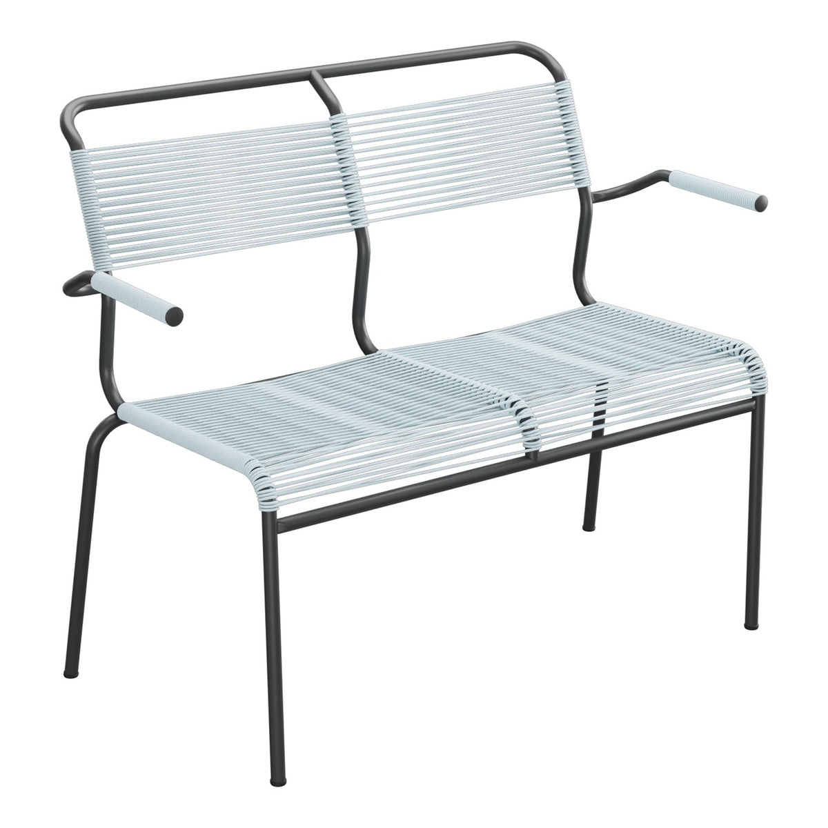 Schaffner Säntis Banc Spaghetti 2 places avec accoudoirs – Bleu Pastel 51 / Anthracite 77