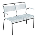 Schaffner Säntis Banc Spaghetti 2 places avec accoudoirs – Bleu Pastel 51 / Anthracite 77