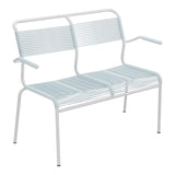 Schaffner Säntis Banc Spaghetti 2 places avec accoudoirs – Bleu Pastel 51 / Gris Argent 78