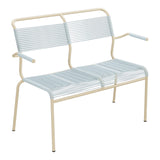 Schaffner Säntis Banc Spaghetti 2 places avec accoudoirs – Bleu Pastel 51 / Marron Pastel 83