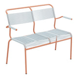 Schaffner Säntis Banc Spaghetti 2 places avec accoudoirs – Bleu Pastel 51 / Terracotta 84