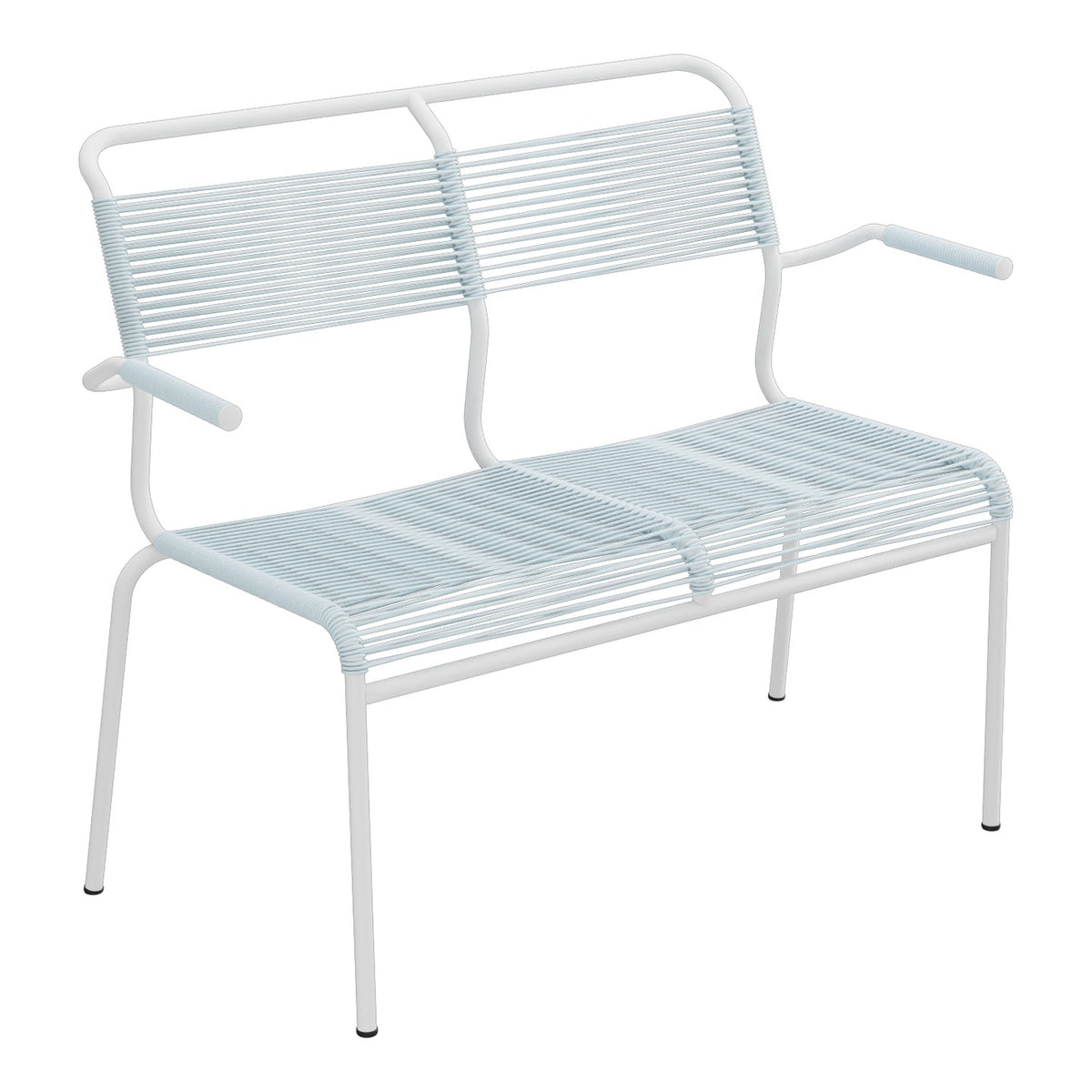 Schaffner Säntis Banc Spaghetti 2 places avec accoudoirs – Bleu Pastel 51 / Blanc 90