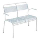 Schaffner Säntis Banc Spaghetti 2 places avec accoudoirs – Bleu Pastel 51 / Blanc 90