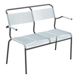 Schaffner Säntis Banc Spaghetti 2 places avec accoudoirs – Bleu Pastel 51 / Noir 91