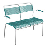 Schaffner Säntis Banc Spaghetti 2 places avec accoudoirs – Bleu Kali 56 / Galvanisé à chaud 02