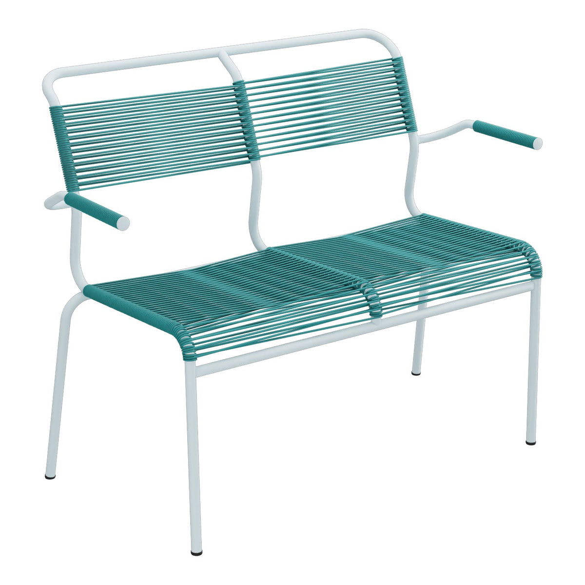 Schaffner Säntis Banc Spaghetti 2 places avec accoudoirs – Bleu Kali 56 / Bleu Pastel 51