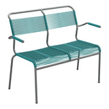 Schaffner Säntis Banc Spaghetti 2 places avec accoudoirs – Bleu Kali 56 / Graphite 73
