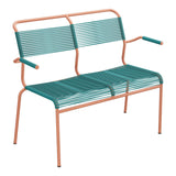 Schaffner Säntis Banc Spaghetti 2 places avec accoudoirs – Bleu Kali 56 / Terracotta 84