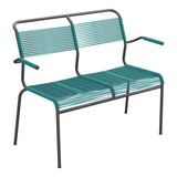 Schaffner Säntis Banc Spaghetti 2 places avec accoudoirs – Bleu Kali 56 / Noir 91