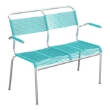 Schaffner Säntis Banc Spaghetti 2 places avec accoudoirs – Turquoise 58 / Galvanisé à chaud 02
