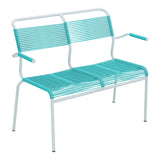 Schaffner Säntis Banc Spaghetti 2 places avec accoudoirs – Turquoise 58 / Bleu Pastel 51