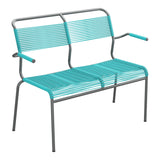 Schaffner Säntis Banc Spaghetti 2 places avec accoudoirs – Turquoise 58 / Graphite 73