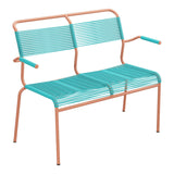 Schaffner Säntis Banc Spaghetti 2 places avec accoudoirs – Turquoise 58 / Terracotta 84