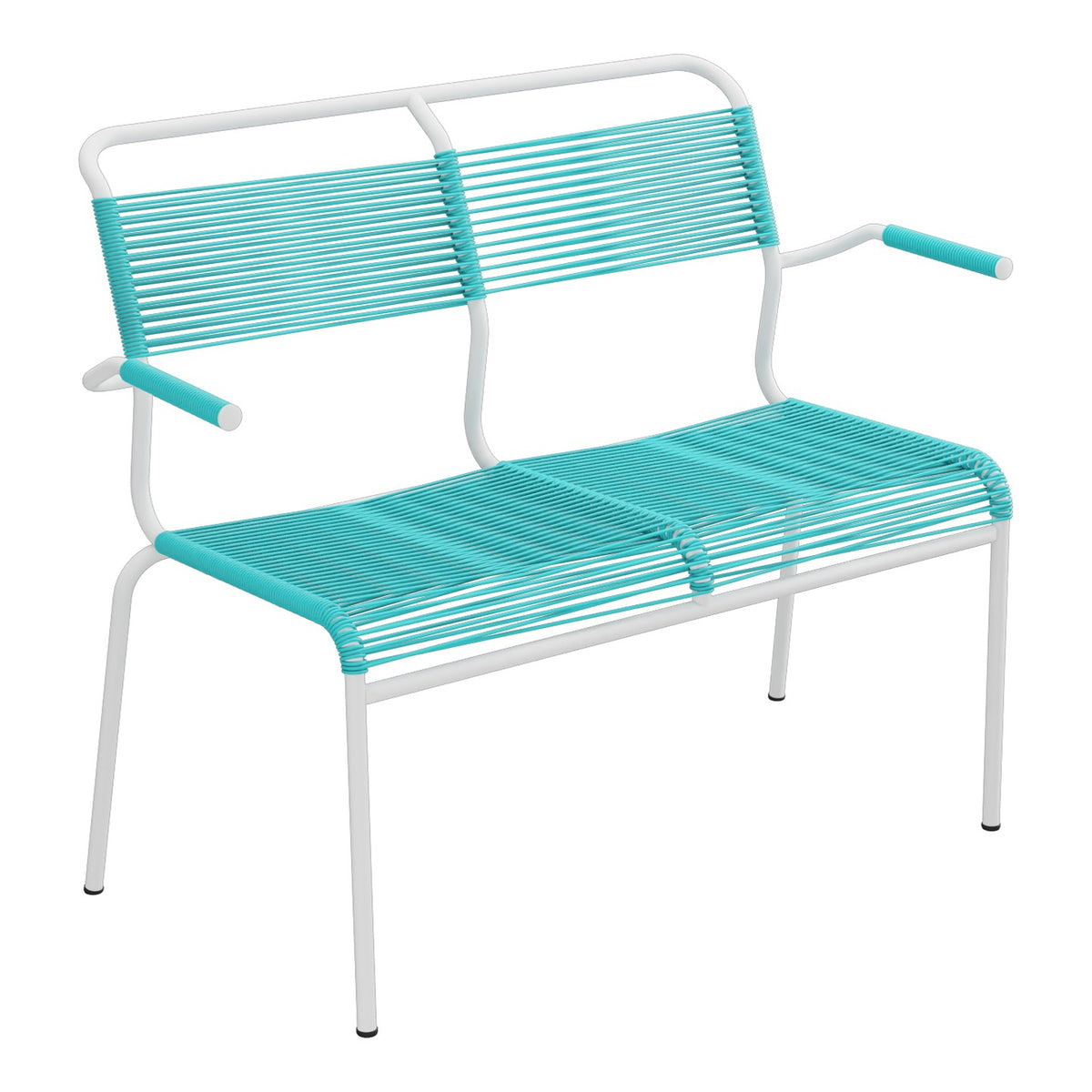 Schaffner Säntis Banc Spaghetti 2 places avec accoudoirs – Turquoise 58 / Blanc 90