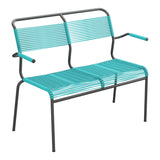 Schaffner Säntis Banc Spaghetti 2 places avec accoudoirs – Turquoise 58 / Noir 91