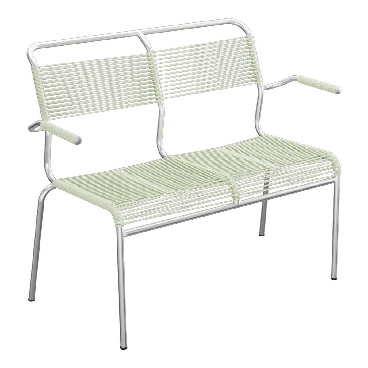 Schaffner Säntis Banc Spaghetti 2 places avec accoudoirs – Vert Pastel 64 / Galvanisé à chaud 02