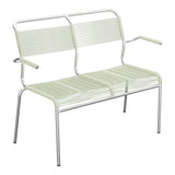 Schaffner Säntis Banc Spaghetti 2 places avec accoudoirs – Vert Pastel 64 / Galvanisé à chaud 02