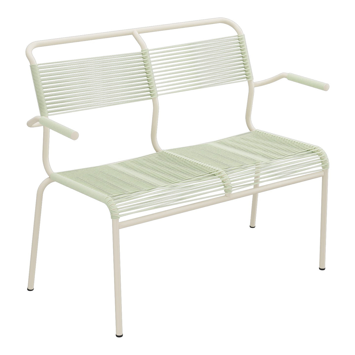 Schaffner Säntis Banc Spaghetti 2 places avec accoudoirs – Vert Pastel 64 / Sable Pastel 15